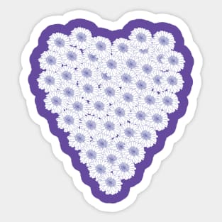 Periwinkle Blue and White Floral Heart Valentines Day Sticker